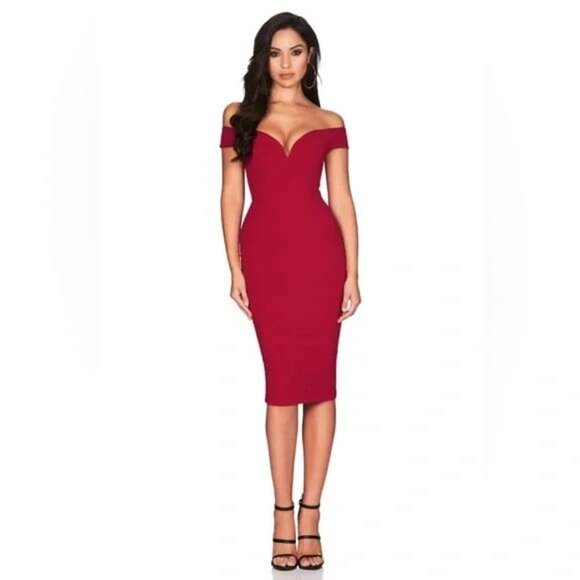 Nookie Elena Off The Shoulder Midi Dress L